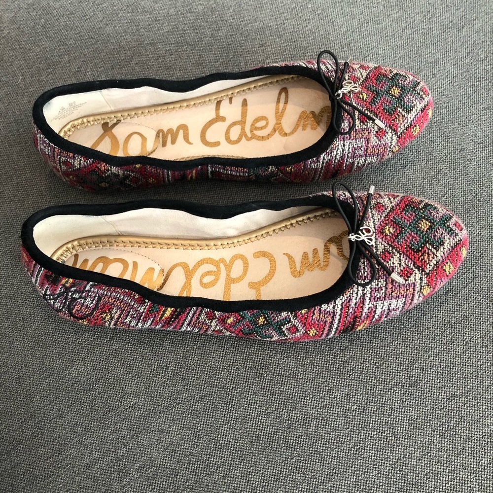 Sam Edelman Ballet Flats Red Tribal Print